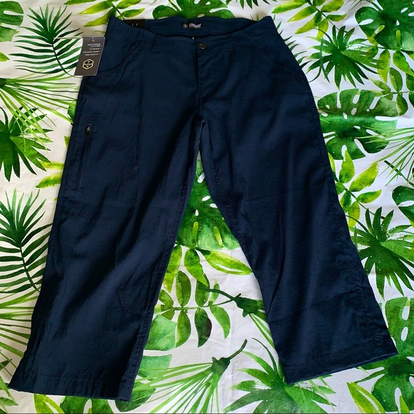 KHOMBU Stretch Ladies Navy Blue Capri Pants Small NWT - Picture 8 of 13